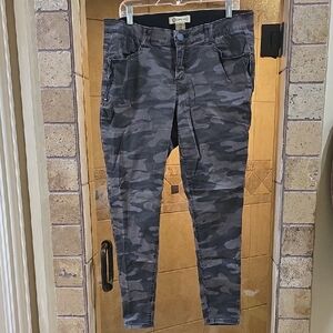 Democracy Camouflage Pants with Button Detail
